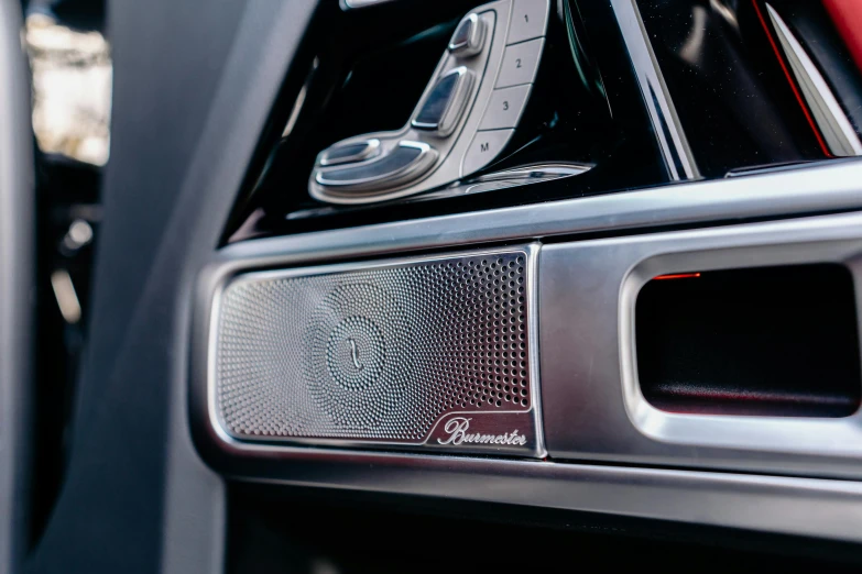 a radio in a vehicle showing the car logo