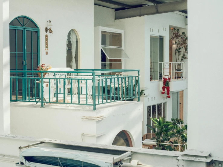 the balcony of a home in a city