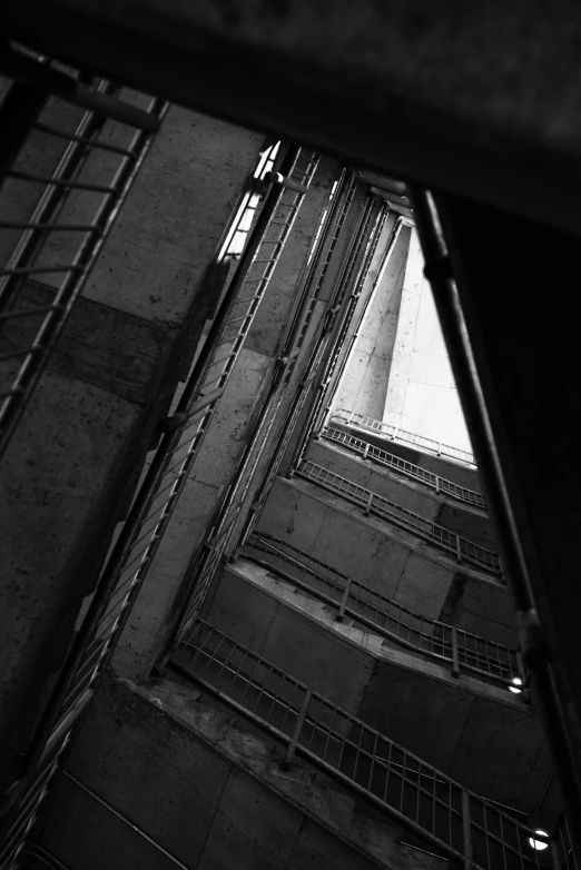 black and white po of a building with stairs