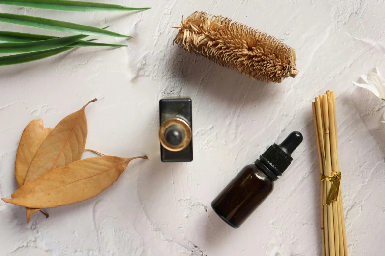 various types of products lying next to one another on a white background