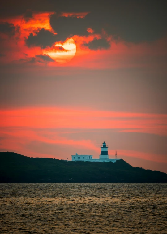 an island with a light house on it