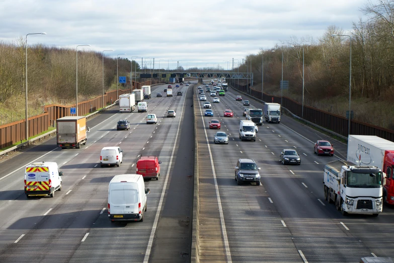 traffic on a highway that has just finished being shut