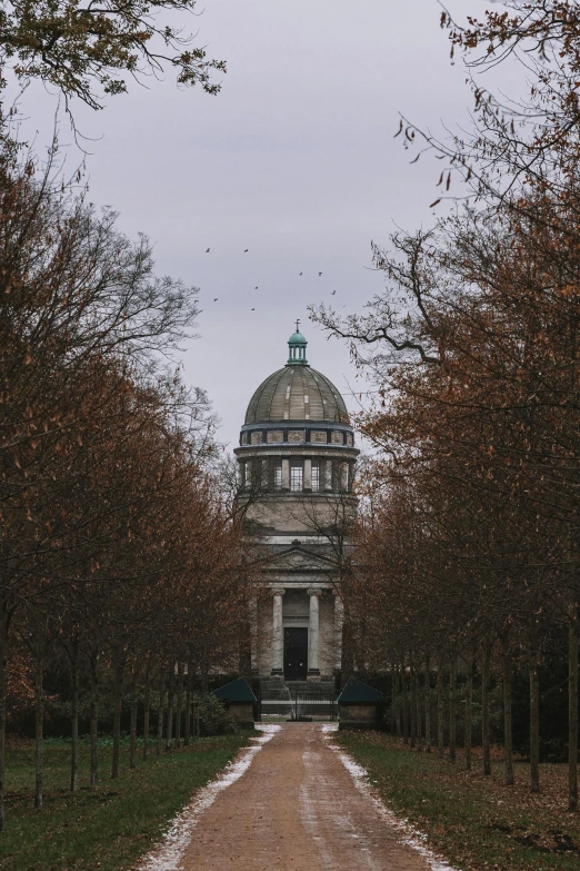 an older building sitting on top of a forest