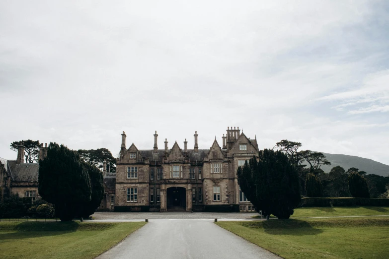 an image of a big castle on a cloudy day