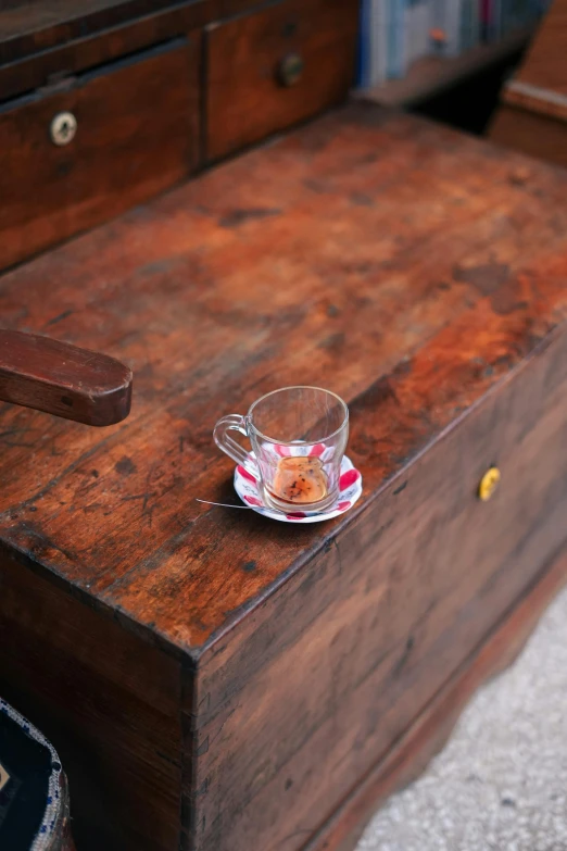 a teacup sitting on top of a table