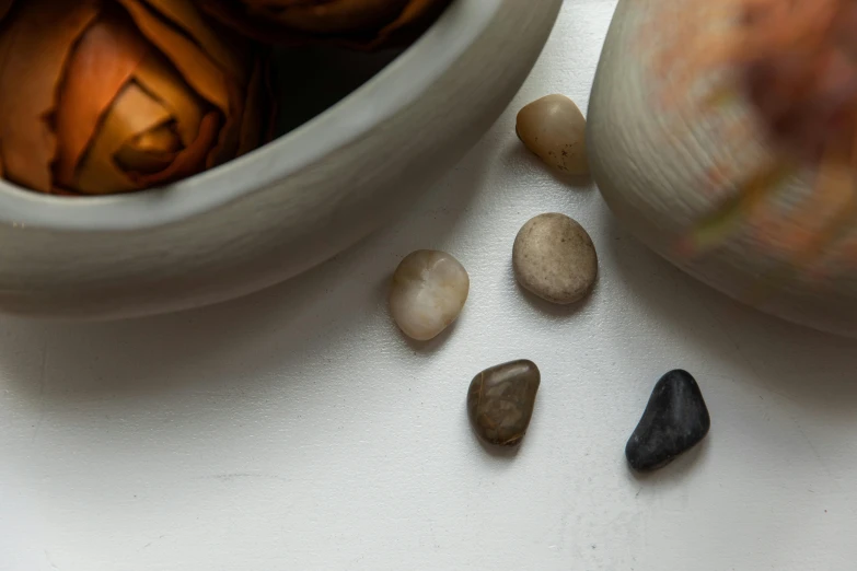 a collection of rocks are shown near one another