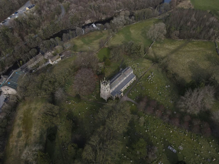 an aerial s of some houses in a rural area