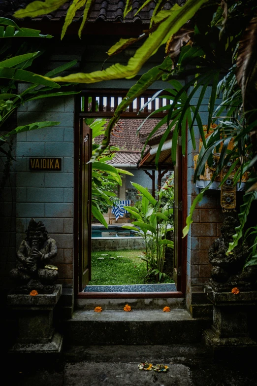 looking into a patio through to a garden