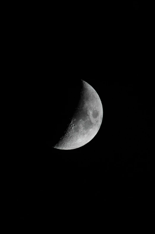 a half moon seen in the sky with a black background