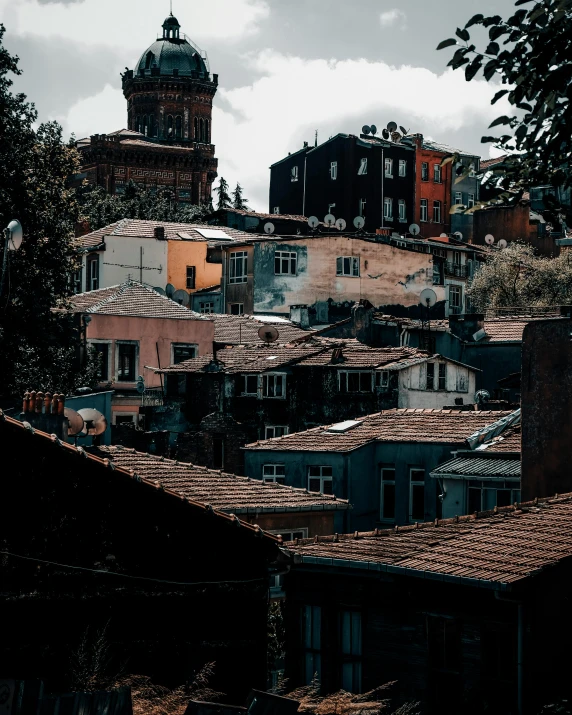 the skyline is a view of buildings in the back