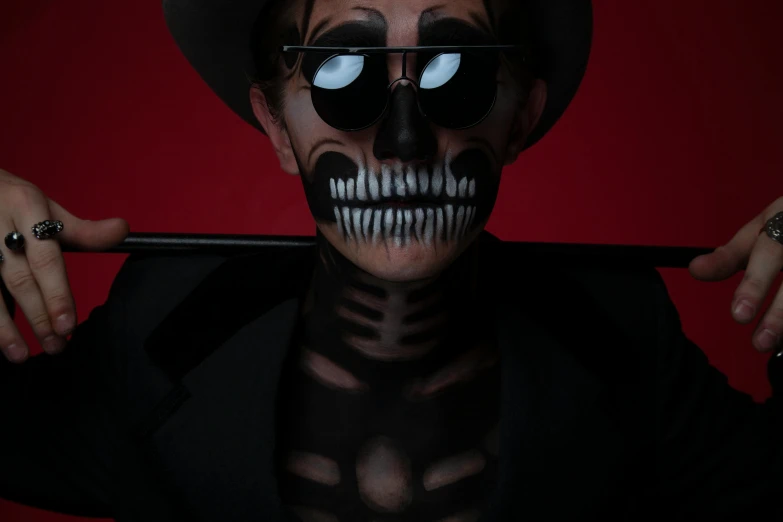 an image of a man wearing skeleton makeup