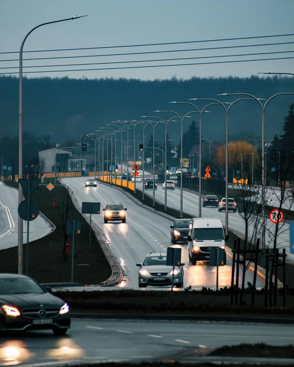 traffic is going down the road in a foreign country