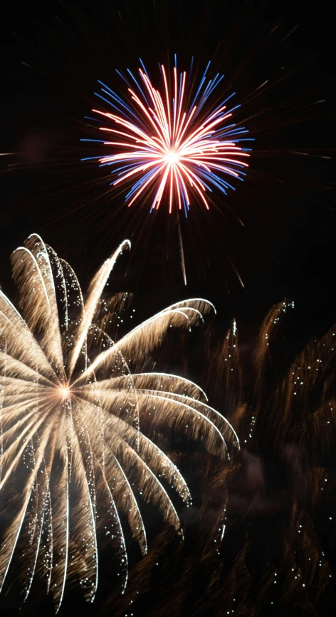 fireworks on the night sky in an amut park