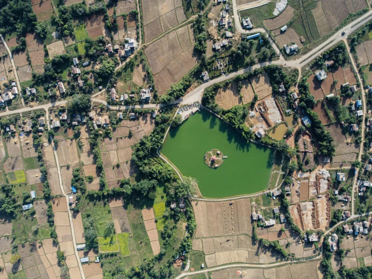 an image of an aerial view from above of some buildings