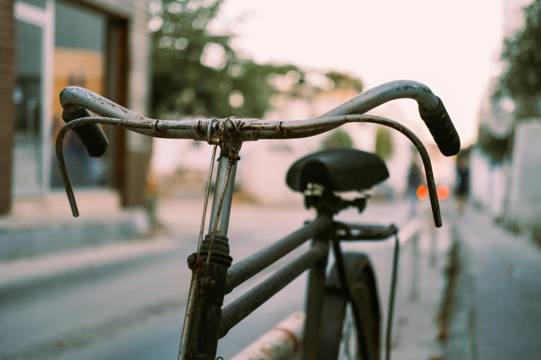 a bike that is parked on the sidewalk