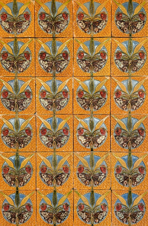 orange background with flower pattern in four rows