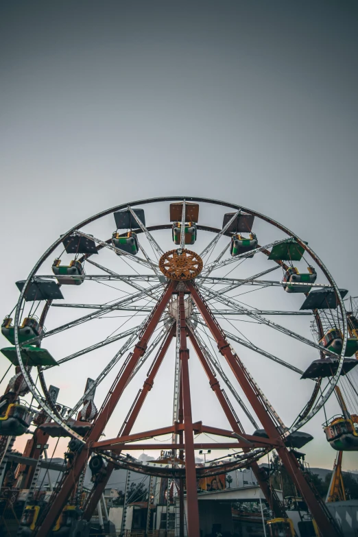 a carnival ride has a flag on it