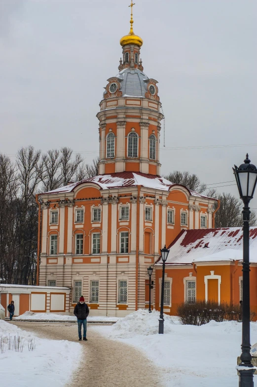 there is a building with a clock on top