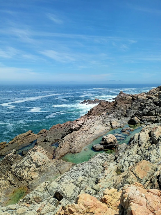 the ocean and rocks near a beach