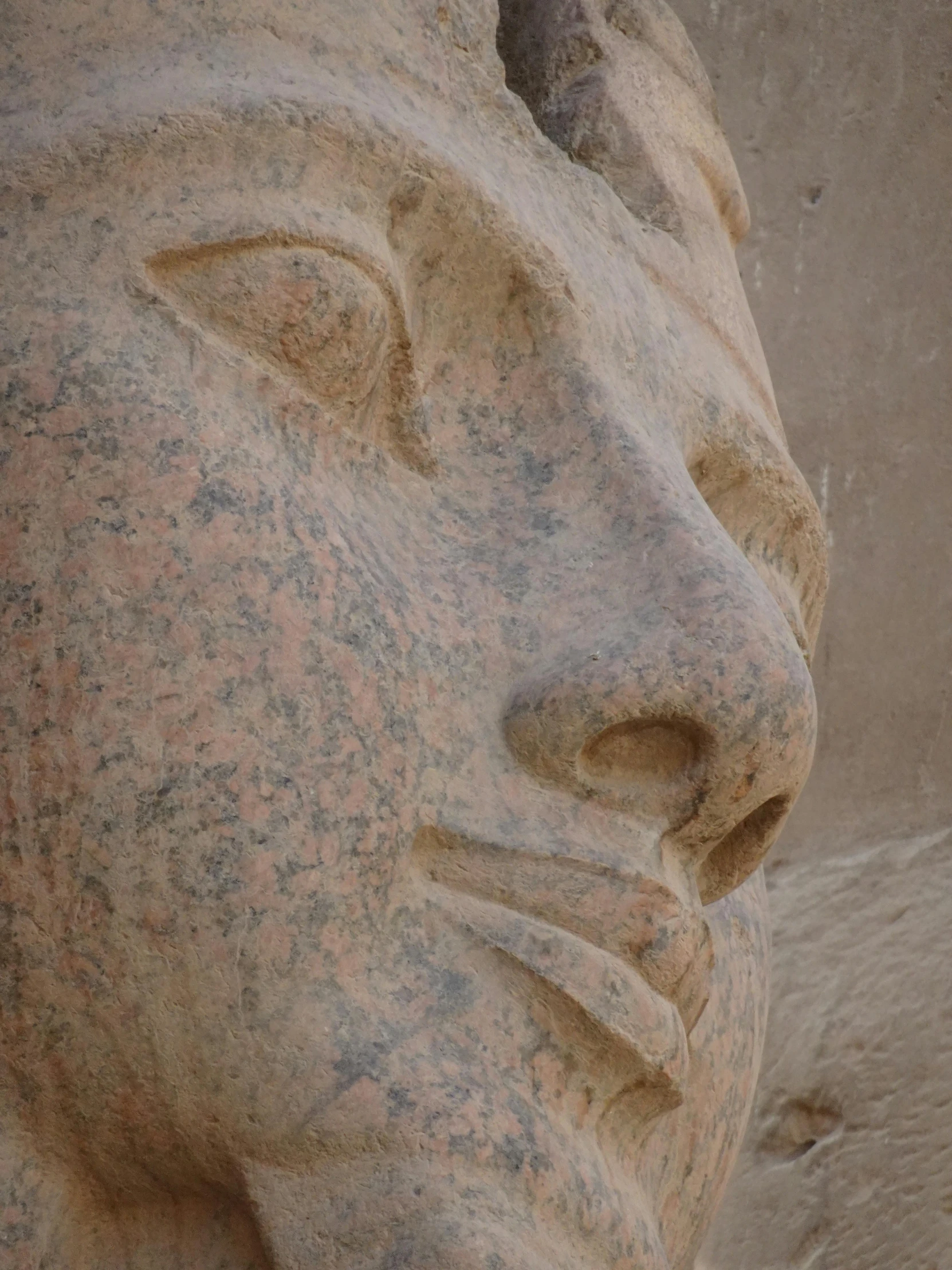 a close up of a face made of marble