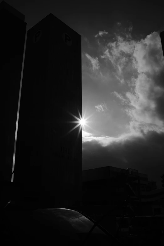 a street in the evening with some clouds