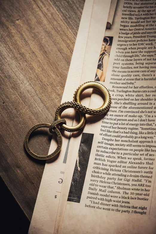 a close up of a pair of keys on a book