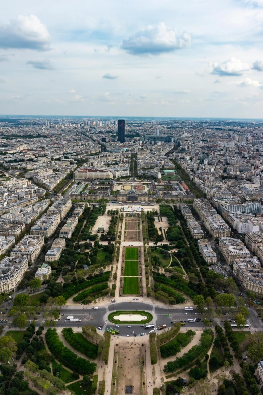 a city and park view from an aerial view