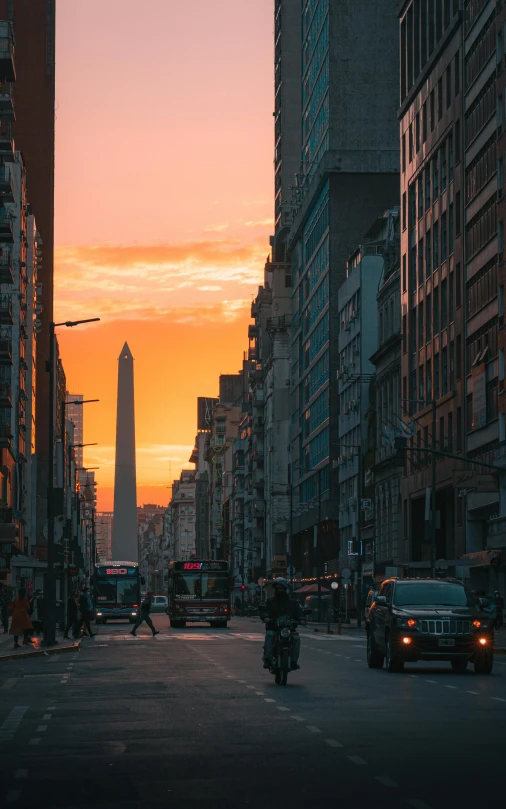 this is an image of a sunset over the city