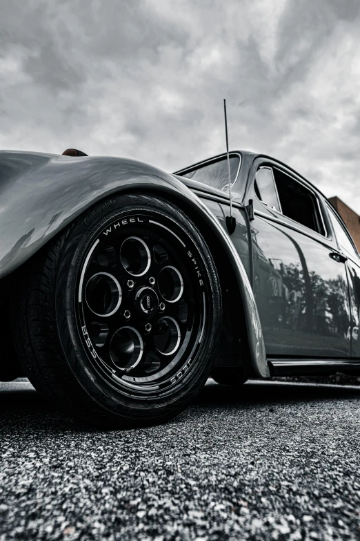 black and white po of a vintage car