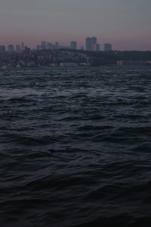 a body of water with buildings in the distance