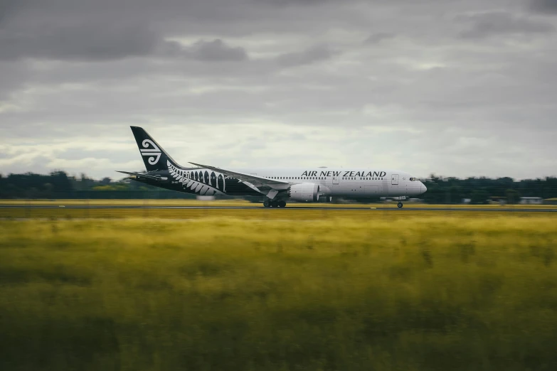 an airplane on the tarmac during a cloudy day