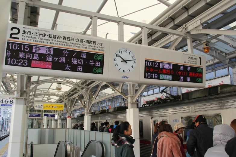 asian passengers are waiting at the subway station