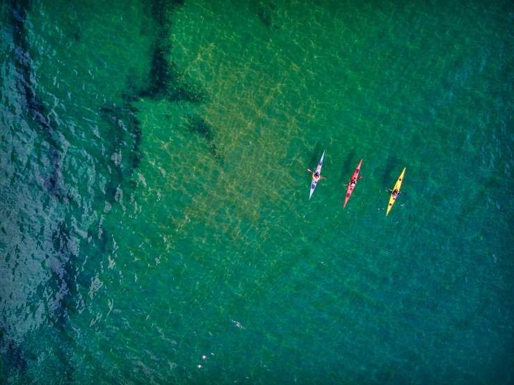 some people are in their kayaks in the water