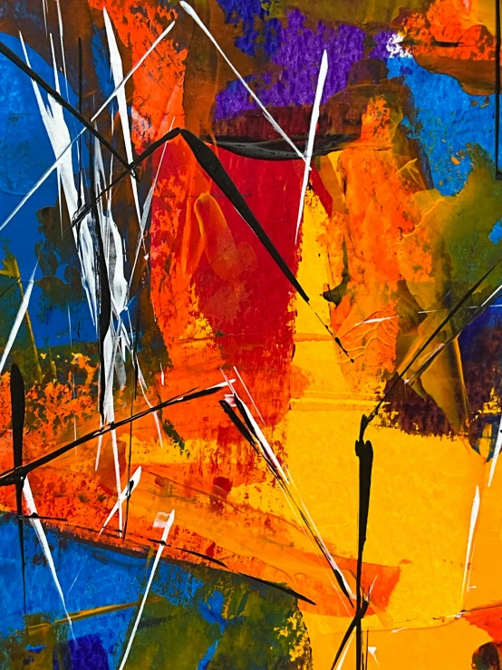 an abstract painting that appears to have been painted with different colors