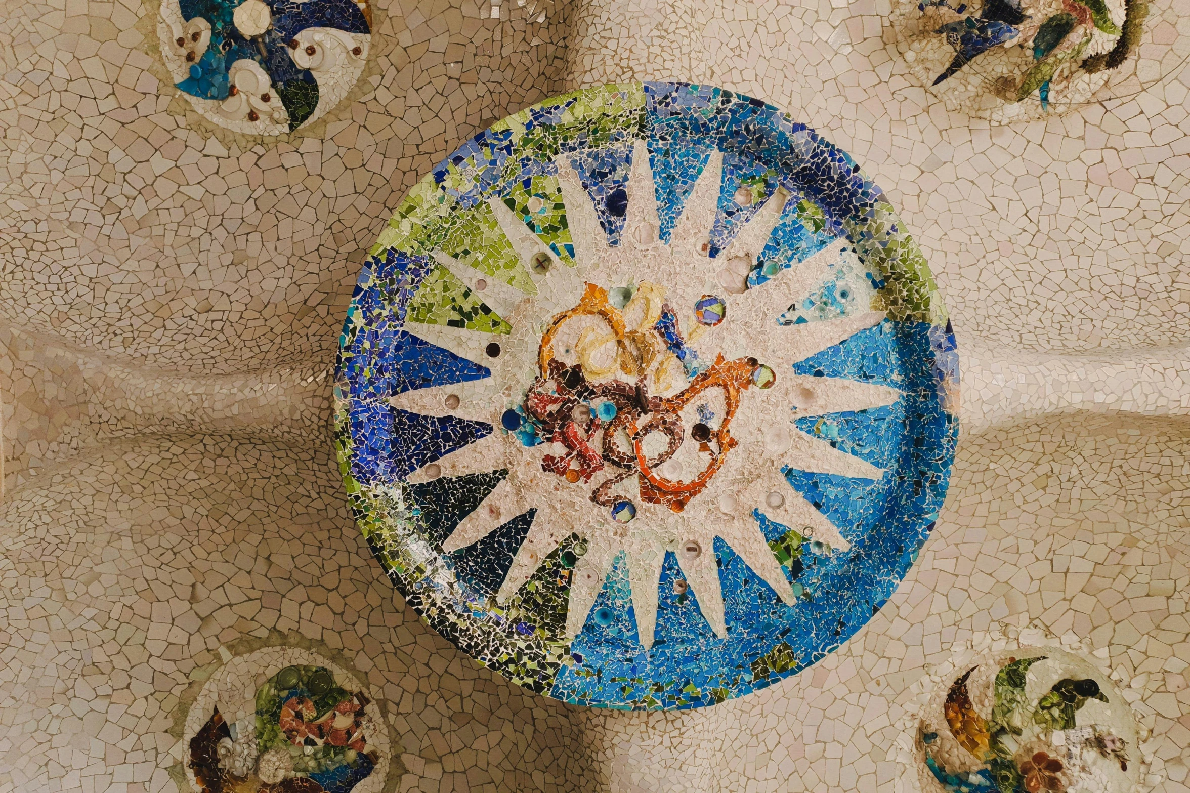 a mosaic of some kind on a wall