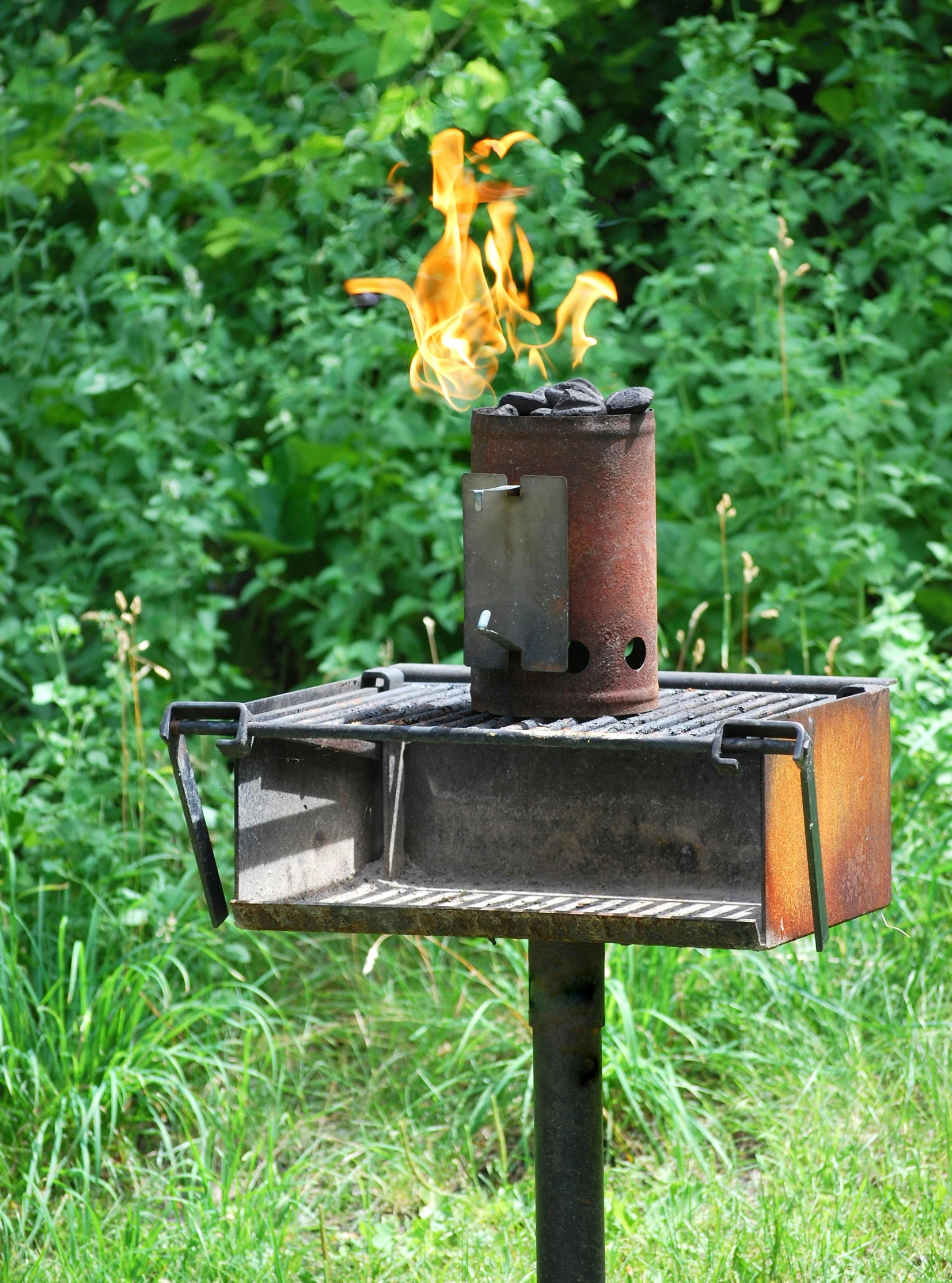 the flame has been set on top of a coaling furnace