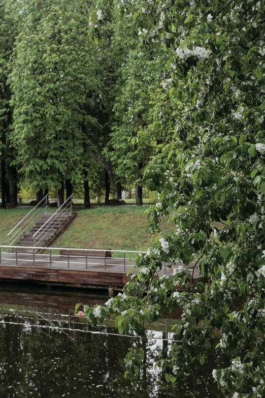 there is an image of a dock with steps in the water