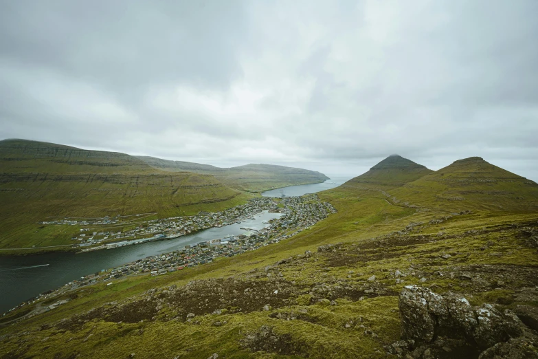 a wide view of some water in a valley