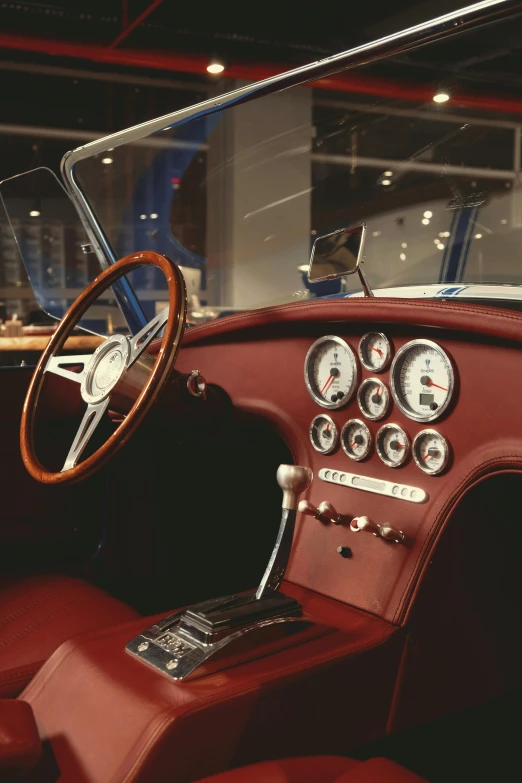 the cockpit of a classic car with gauges in place