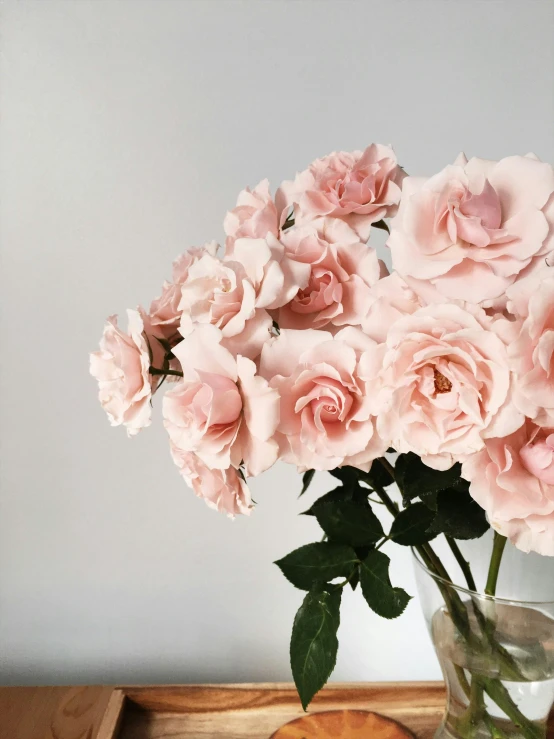 some pink flowers in a vase on a table