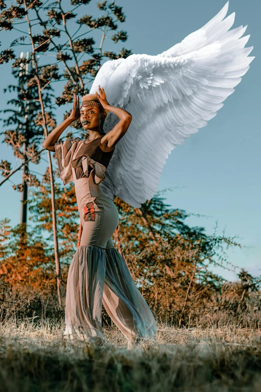 a woman dressed in an angel costume