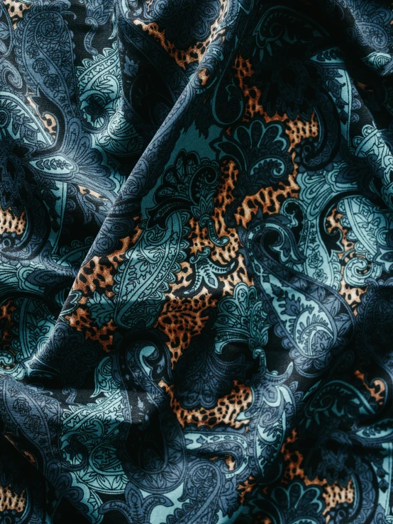 a black and blue floral patterned scarf