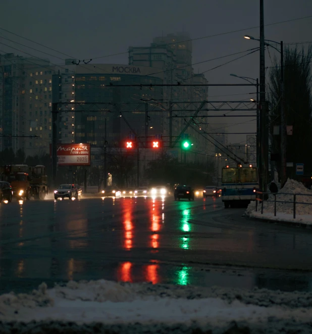 the lights are on as traffic comes to a standstill