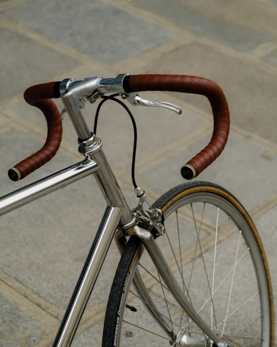 a close up po of a bicycle on a street