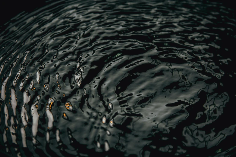 an extreme close - up picture of the water reflecting its surface
