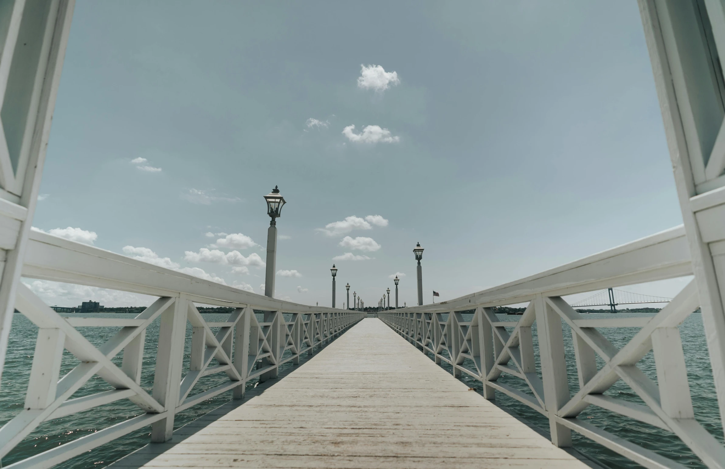 a pier is seen from the end