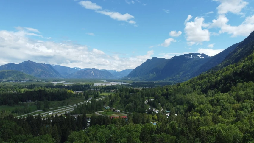 scenic view looking down the valley with lots of trees