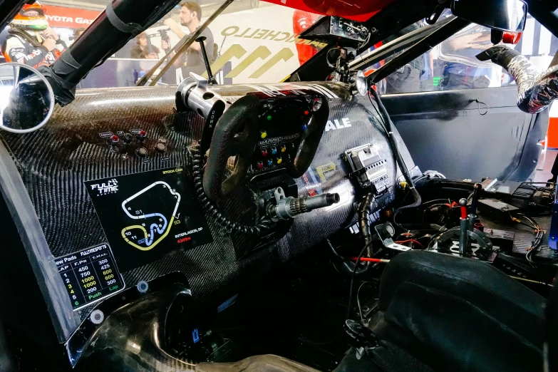 the dashboard and interior of a race car