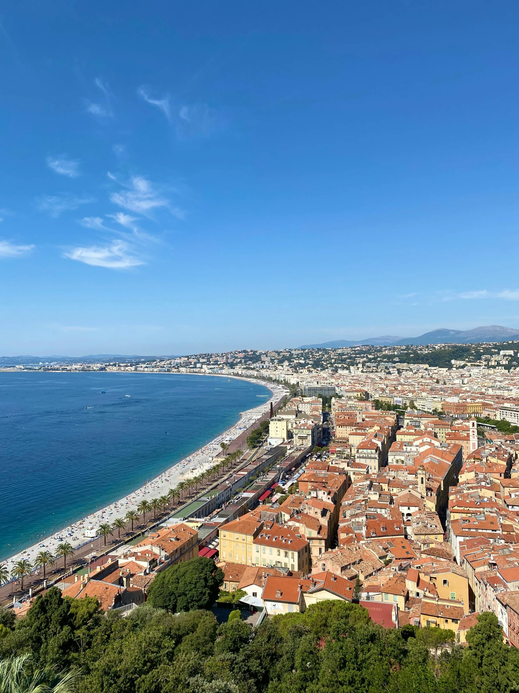 an overview of some small town and the ocean