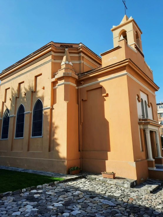 an old church is being built in some old country